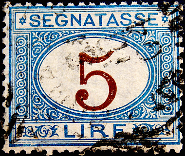 Италия 1903 год . Доплатная . 5 L . Каталог 7,50 €. 
